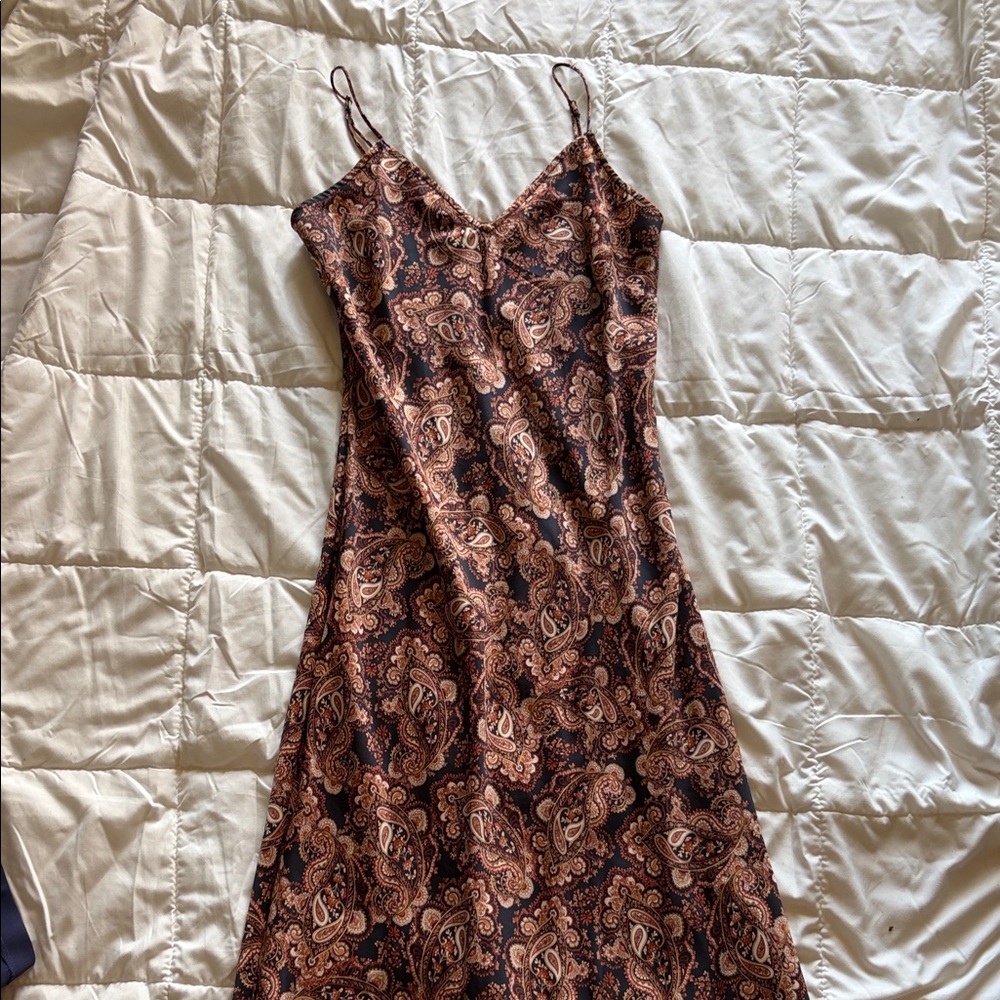 Nili Lotan Brown Paisley Slip Dress
